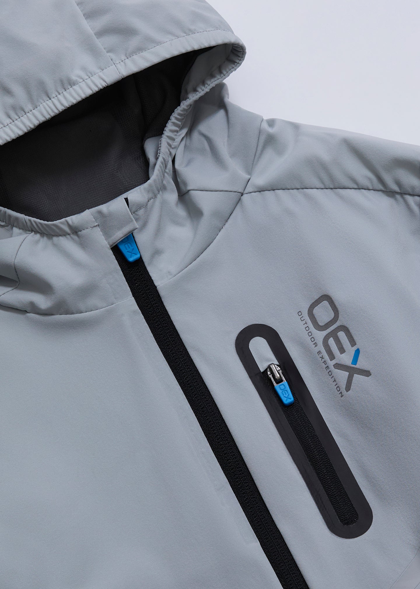OEX Aspect Tracksuit Boys Set-Light Grey-Zip Detail