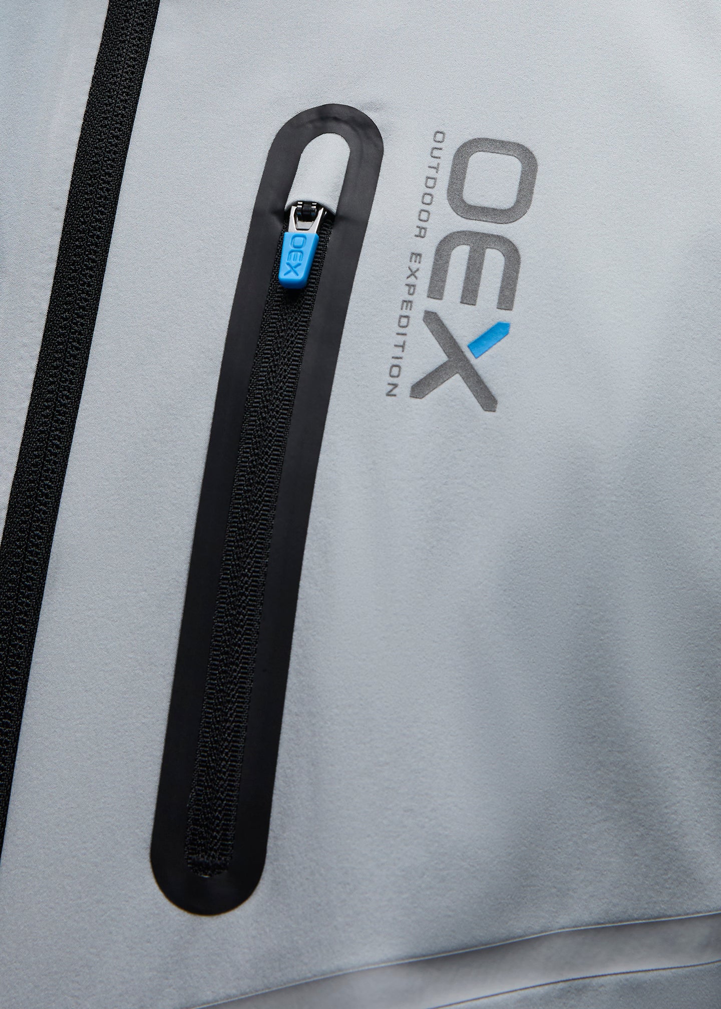 OEX Aspect Tracksuit Top-Light Grey-Zip detail