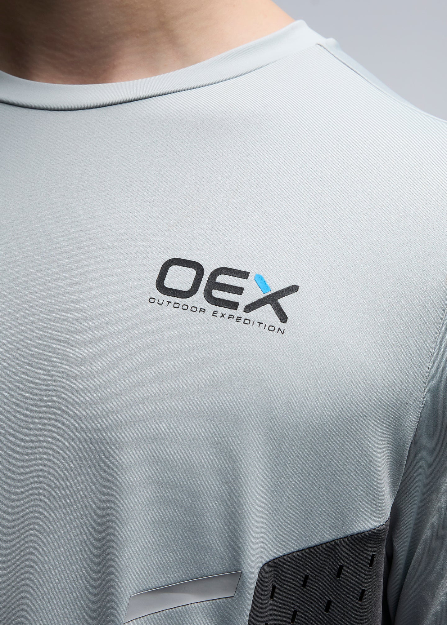 OEX Etrier T-Shirt-Light Grey-Front Detail