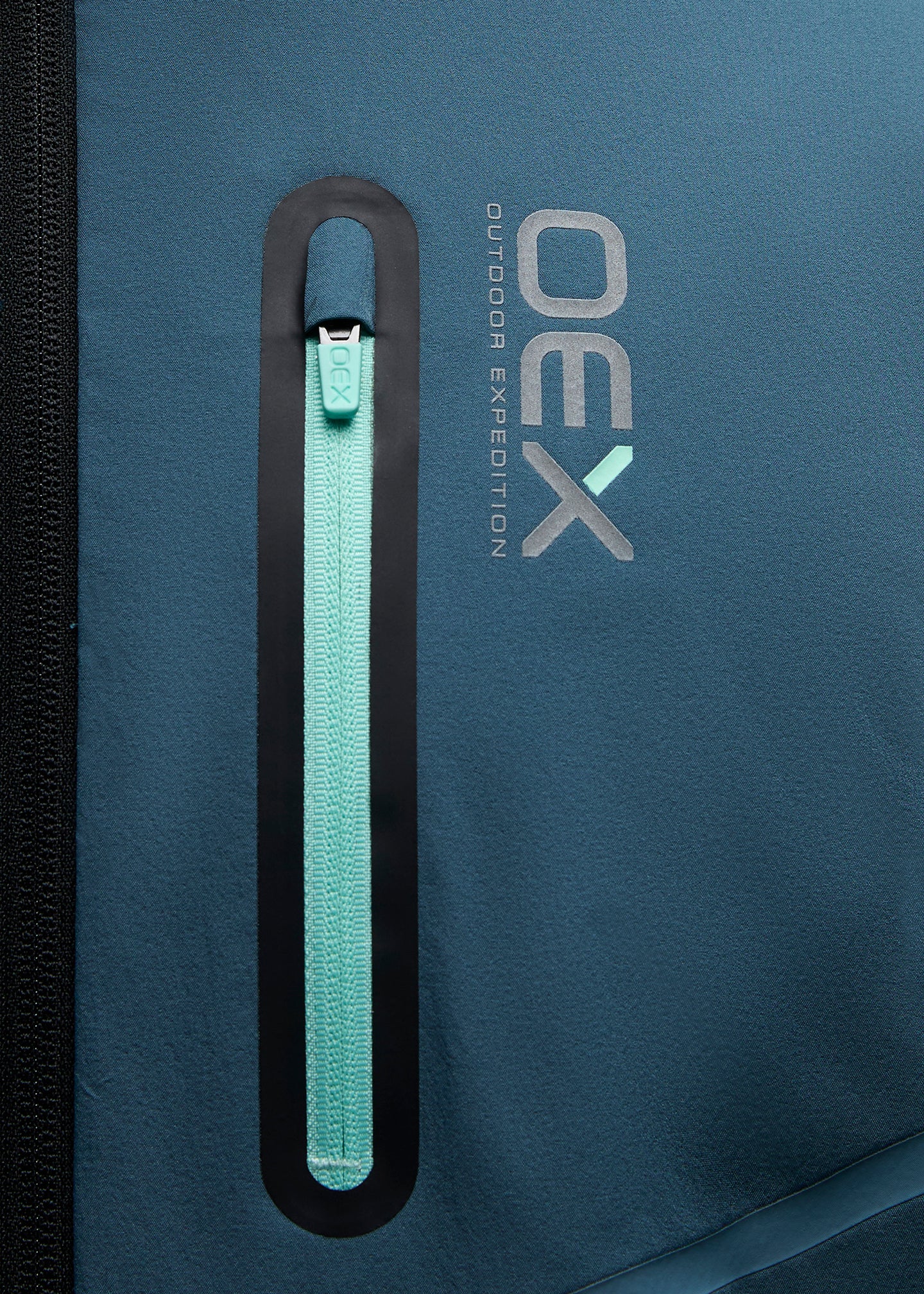 OEX Aspect Tracksuit Top-Slate Blue-Zip Detail