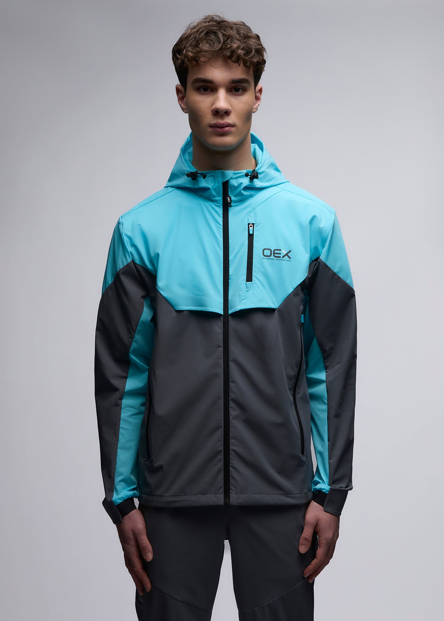 OEX Bachar Tracksuit Top-Aqua-Front